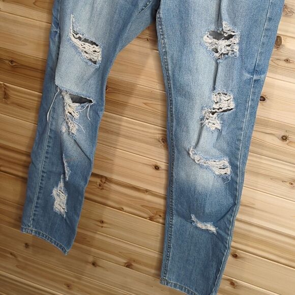 ASOS Womens Jeans 8 Blue Distressed Boyfriend Fit 29" Inseam - Picture 3 of 10